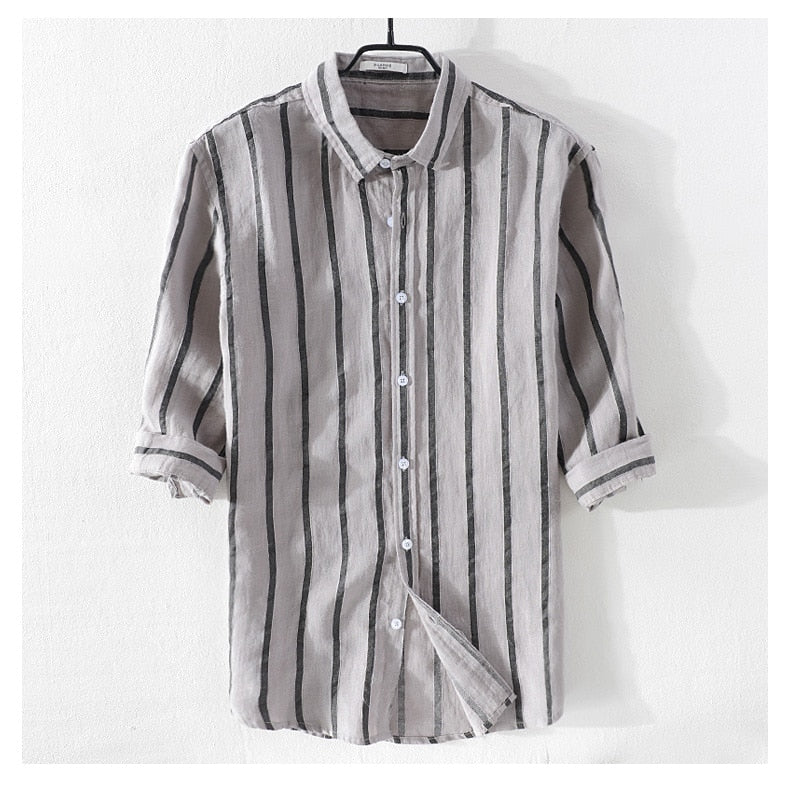 Fashion Stripes Linen Shirt (4 colors)